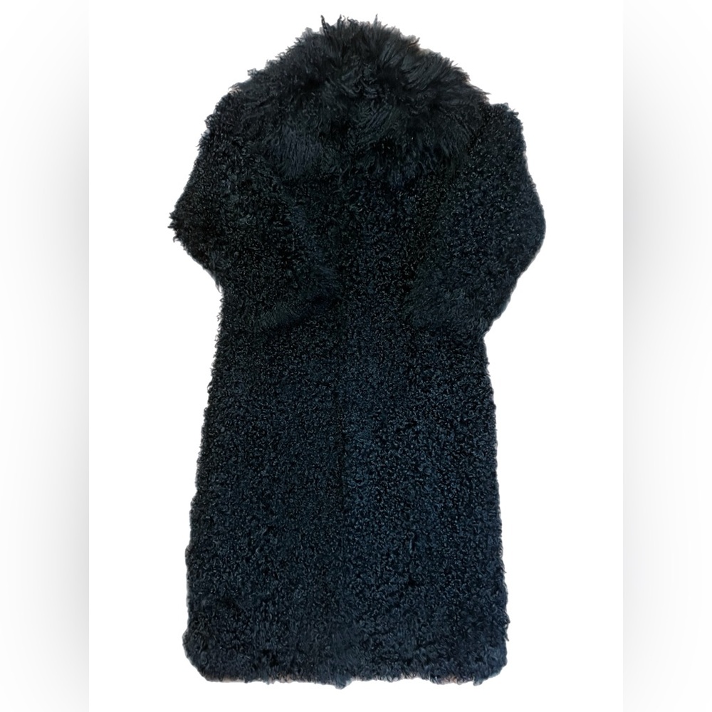 Black Mongolian lambs wool fur coat